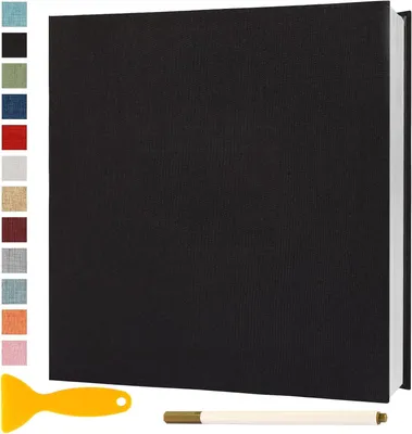 Produktbild von Fotoalbum Selbstklebendes 28x27 Fotobuch, 40 Seiten Schwarz | Großes Scrapbook-Baby-Gästebuch
