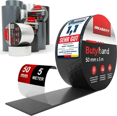Produktbild von HASKYY Klebeband Alubutyl wasserdicht 50mm*5m SCHWARZ Dichtband