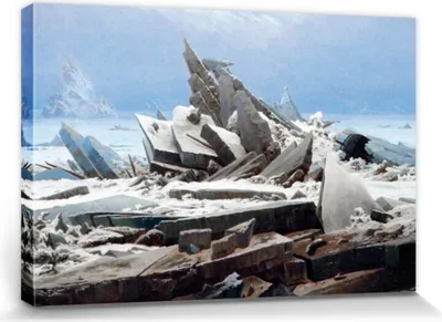 Produktbild von Caspar David Friedrich Obrázky Plátno Roztažené plátno | XXL-Wall Picture Poster Art Print As Canvas Picture - Severní ledový oceán, 1823 (80 x 120 cm)