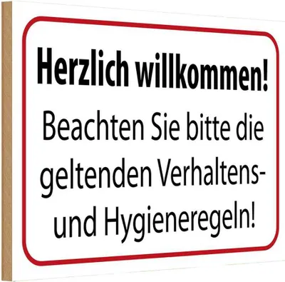 Produktbild von vianmo Holzschild 20x30 cm Verhaltens- und Hygienenregeln Warnschild Hinweisschild