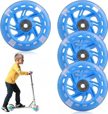 Produktbild von 4 Blaue 100mm LED-Licht-Räder mit ABEC 9 Kugellagern