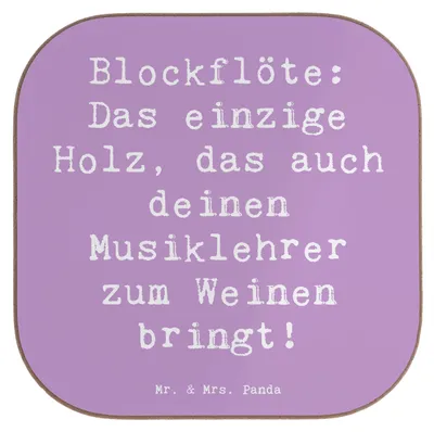 Produktbild von Mr. & Mrs. Panda Tischschoner Spruch Blockflöte Humor - Lavendeltraum - Geschenk, Untersetzer für Gläser, Bassblockflöte, Musiker, Tenorblockflöte, Musikzitat, Tassen