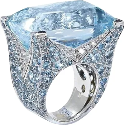Produktbild von Funkelnder Damen-Ring mit Zirkonia, Braut, Hochzeit, Verlobung, Party, Schmuck, Geschenk-Blau,US 7