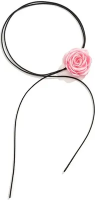 Produktbild von Elegantes Kropfband mit Rosenblüte, Puderblau, Kordellänge 145 cm
