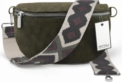 Produktbild von ARTVALL - Umhängetasche aus Wildleder, Klein mit verstellbarem Schultergurt, abnehmbares Taschenband, Crossbody Bag in Dunkelgrün