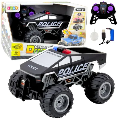 Zdjęcie produktu dla Auto Terenowe Policyjne Off-Road Rc Zdalnie Sterowane Czarne 1:16