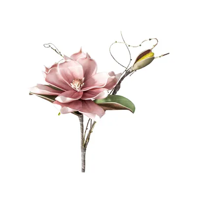 Produktbild von formano künstlicher Magnolienzweig mit 1 Blüte L. 45cm Altrosa Foam Flower