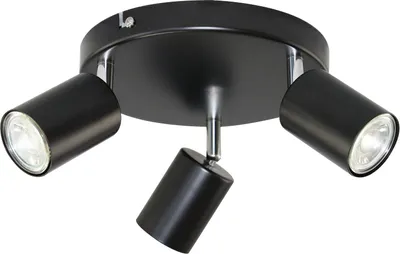 Image de Plafonnier GU10 articulé - 3-fois noir rond