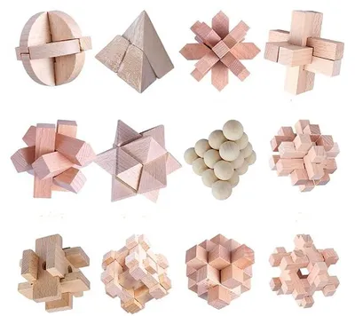 Obrázek produktu pro Sada 12 dřevěných puzzle pro děti i dospělé