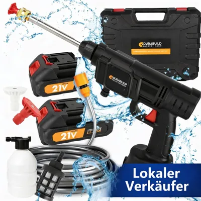 Productafbeelding van Accu hogedrukreiniger 21V draadloos tot 26 bar, 2 accu's en snellader, 5 m aanzuigslang met filter, schuimspuit, mobiele autowasser met koffer