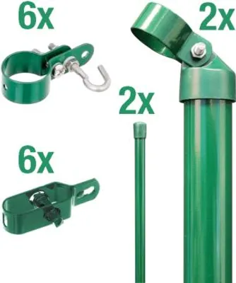 Immagine prodotto di Alberts 601409 Set di angoli per recinzione in filo metallico intrecciato ec rete verde recinzione, set,filo metallico,verde,zE,1000, zinco-fosfatato verde, , montante del cancello zE: 76 mm, altezza recinzione: 10 cm
