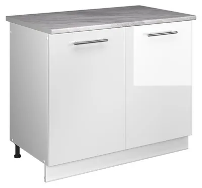 Imagen del producto de Mueble bajo para fregadero Vicco Fame-Line Blanco alto brillo/Blanco 100 cm, ET Mármol, Model 61922