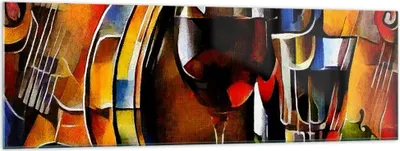Produktbild von Bilder auf glas - Wein Abstraktion - 160x50cm - Glasbilder - Wandbilder - Kunstdruck - zum Aufhängen bereit - Wanddekoration aus Glas - Glas Bilder - Wandbild auf Glas - Einteilig - GAB160x50-3477