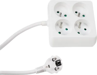 Produktbild von Perel Steckdosenleiste, 4 Typ-E-Steckdosen mit Kindersicherung, 1,5 m H05VV-F 3G1.5 Kabel, 3680 W,