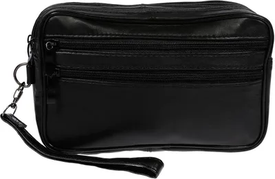 Produktbild von XL echt Leder Doppelkammer Handgelenktasche Herrentasche Tasche Schwarz NEU