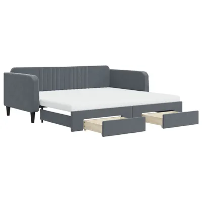 Obrázek produktu pro vidaXL Rozkládací denní postel se zásuvkami tmavě šedá 100x200 cm sametová