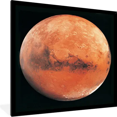 Produktbild von MuchoWow® Gerahmtes Poster Der Planet Mars vor einem schwarzen Hintergrund 40x40 cm - Poster mit Schwarzem Bilderrahmen Wandposter Rahmen Foto Bilder - Mit Rahmen - Wanddekoration Schlafzimmer