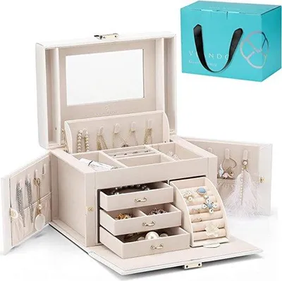 Immagine prodotto di Famanu: Scatola portagioie per donna - Organizer per gioielli con cassetti