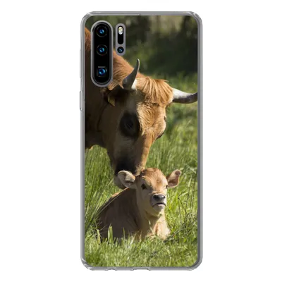 Produktbild von MuchoWow® Handyhülle Schutzhülle Hülle für Huawei P30 Pro Kuh - Gras - Horn - Kalb Silikon Softcase Handy Hülle - Schutzdeckel