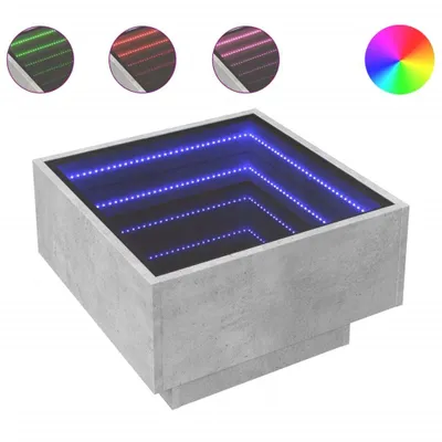 Zdjęcie produktu dla vidaXL stolik kawowy LED betonowy szary 50x50x30 cm materiał drewnopochodny