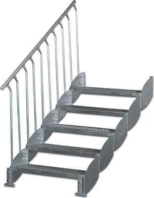 Produktbild von Wangentreppe | Höhe: 110-120 cm, Stufenbreite: 100 cm | Einseitiges Geländer