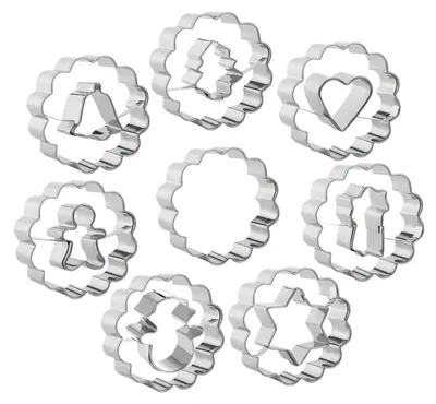 Immagine prodotto di Stampi per biscotti natalizi, acciaio inossidabile, set da 8 pezzi, diametro 6 cm