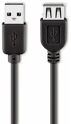 Image de Goobay 93599 Rallonge USB 2.0 Hi-Speed, noir, 1.8 m - USB 2.0 mâle (type A) > USB 2.0 femelle (type A)