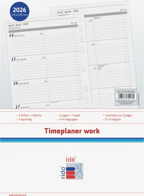 Image de rido/idé 7069915006 TimeplanerA5 Insertion 2pages/1semaine
