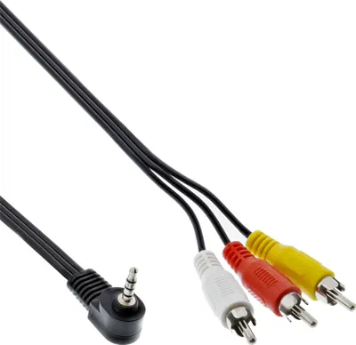Image de InLine® 89600 Câble audio/vidéo, 3,5mm 4 broches mâle à 3x RCA pour caméscope numérique, 1,5m
