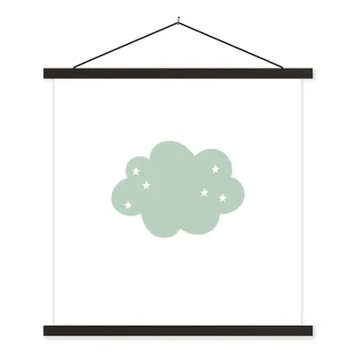 Produktbild von MuchoWow® Textilposter Wolke - Mädchen - Jungen - Sterne - Pastell - Kind 90x90 cm mit schwarzem Rahmen - Magnetisches