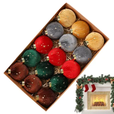 Image de Jeu de décorations de Noël en velours, comprenant 15 pièces