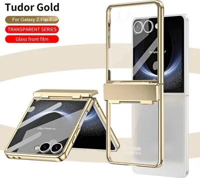 Obrázek produktu pro Pouzdro pro Samsung Galaxy Z Flip 7 Ultratenké pokovování průhledné pouzdro s ochranou pantu Zlato