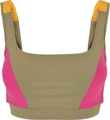 Productafbeelding van Urban Classics TB5017 | Sportbeha voor dames met kleurblokken - Kleur: khaki/helderpaars/mango - Maat: XS
