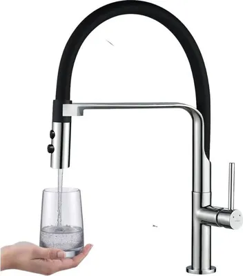 Produktbild von Kuchinox Siluetto Stand-Spültischarmatur mit U-Auslauf chrom, schwarz
