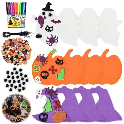 Obrázek produktu pro Sada pro výrobu dekorací na Halloween pro děti, 12 kusů, pěnové samolepky, dekorace na téma dýně, pro vlastní tvorbu a ruční výrobu
