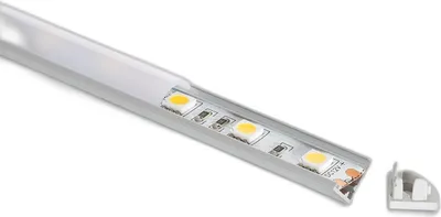 Produktbild von Aluminiumprofil Ecke runde Abdeckung 2m für LED Streifen bis 5 mm Aluminium 2 m Weiß transluzent