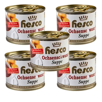 Zdjęcie produktu dla Hesco zupa ogonowa z grzybami 5 puszek 1060ml
