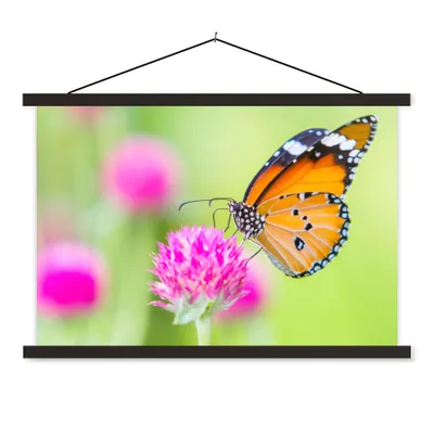 Produktbild von MuchoWow® Textilposter Insekten - Schmetterlinge - Blumen 150x100 cm mit schwarzem Rahmen - Schlafzimmer