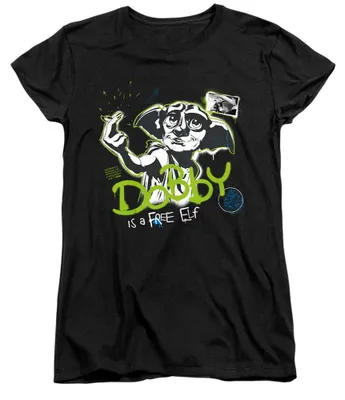 Image de T-shirt pour femmes, Harry Potter, "Dobby est un elfe libre", modèle TV41543 (Taille M), couleur noire