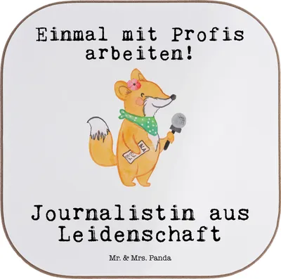 Produktbild von Mr. & Mrs. Panda Untersetzer für Gläser Journalistin Leidenschaft - Weiß - Geschenk, Tassen, Ausbildung, Holzuntersetzer, Coaster, Studium, Lustig, gläseruntersetzer