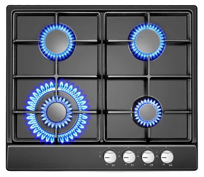 Image de Cuisinière à gaz, 4 brûleurs, mixte gaz-électricité, allumage électronique, encastrable, puissance de 8060 W