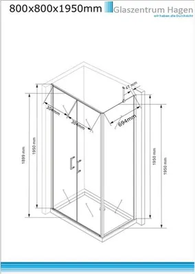 Produktbild von GZH 80x80x195 cm Athene Duschkabine inkl. Tasse
