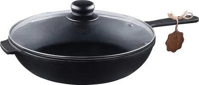 Produktbild von Gusspfanne mit Glasdeckel Bratpfanne aus Gusseisen Gussbratpfanne 24cm T202C3