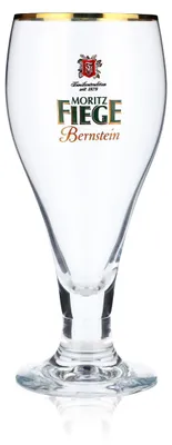 Produktbild von Moritz Fiege Bier Glas 0,3l Biergläser Pokalglas dicker Stiel Goldrand