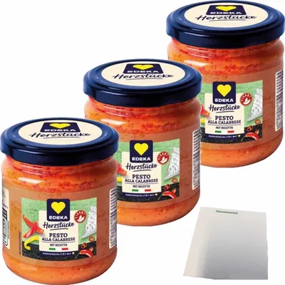 Produktbild von EDEKA Pesto Calabrese 3er Pack (3x190g Glas) + usy Block