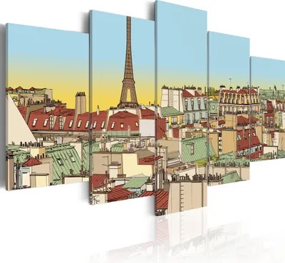 Produktbild von Modernes Wandbild 020119- 14 (100x50) - 5 Teilig Bilder Fotografie auf Vlies Leinwand Foto Bild Dekoration Wand Bilder Kunstdruck City Paris