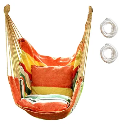 Immagine prodotto di Amaca in cotone, arancione - Ideale per l'esterno, giardino, balcone - Leggera e portatile - Con corde