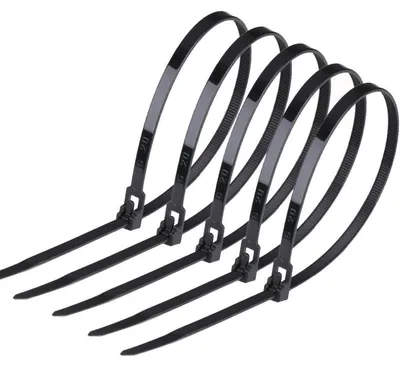 Productafbeelding van Herbruikbare kabelbinders, 100 stuks, 200mm x 4,8mm, UV-bestendig, zwart, voor kabelbeheer, geschikt voor tuin, kantoor, werkplaats