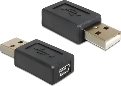 Zdjęcie produktu dla DeLOCK Gender Changer, mini USB-B 5-pin, USB-A, Czarny