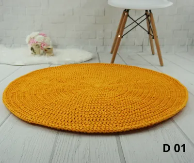 Obrázek produktu pro Kulatý háčkovaný koberec / průměr 100 cm / 5 mm bavlněný koberec / koberec do obývacího pokoje / koberec do dětského pokoje / koberec do koupelny / rohožka / bavlněný koberec / skandinávský koberec / domácí dekorace